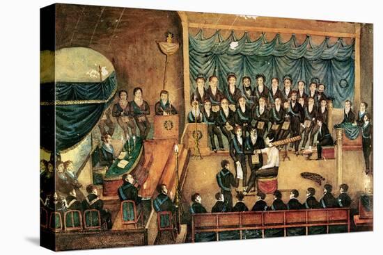 Masonic Initiation Ceremony of a Male Freemason, Early 19th Century-null-Stretched Canvas