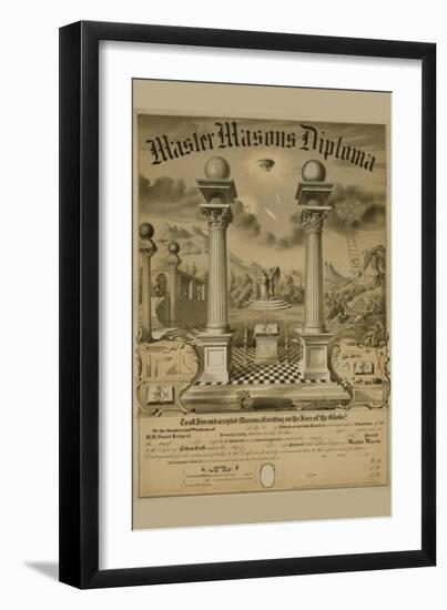 Masonic Symbols - Master Masons Diploma-Bishop-Framed Art Print