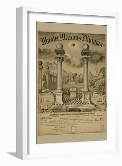 Masonic Symbols - Master Masons Diploma-Bishop-Framed Art Print