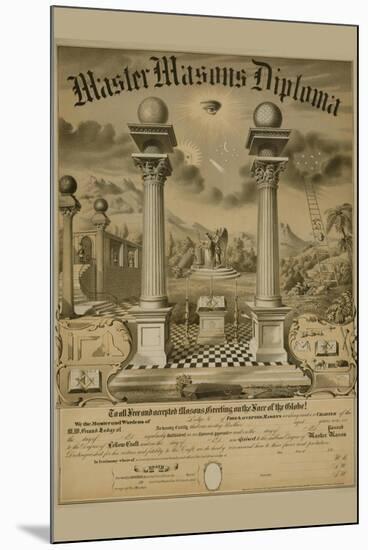 Masonic Symbols - Master Masons Diploma-null-Mounted Art Print