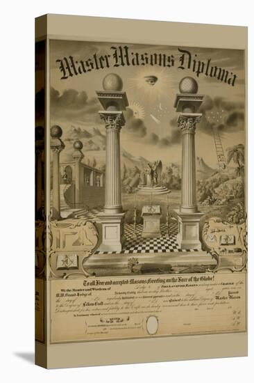 Masonic Symbols - Master Masons Diploma-null-Stretched Canvas