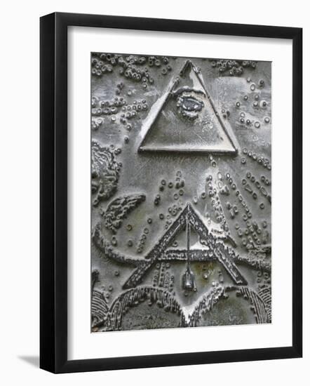 Masonic Symbols of Angle Bracket and Delta at the Human Right Monument in the Paris Champ De Mars-Godong-Framed Photographic Print