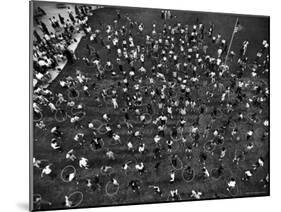 Mass Hula Hoop "Hoopla" is Performed by Children on Brookside Swim Club Lawn While Mothers Look On-Ralph Morse-Mounted Photographic Print