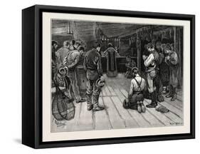 Mass in a Lumber Shanty, Lumbering, Canada, Nineteenth Century-null-Framed Stretched Canvas