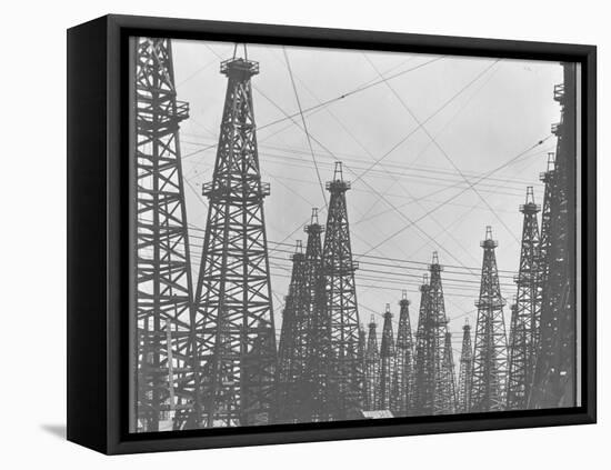 Mass of Oil Derricks at Spindletop Oil Field-null-Framed Stretched Canvas