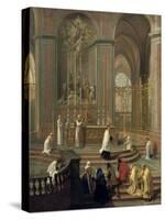 Mass Said by the Canon De La Porte, or the Main Altar of Notre Dame, Paris, 1708-1710-null-Stretched Canvas