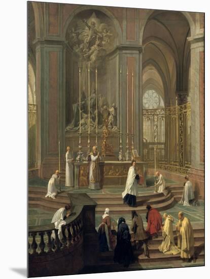 Mass Said by the Canon De La Porte, or the Main Altar of Notre Dame, Paris, 1708-1710-null-Mounted Giclee Print