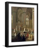 Mass Said by the Canon De La Porte, or the Main Altar of Notre Dame, Paris, 1708-1710-null-Framed Giclee Print