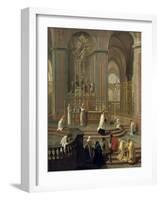 Mass Said by the Canon De La Porte, or the Main Altar of Notre Dame, Paris, 1708-1710-null-Framed Giclee Print