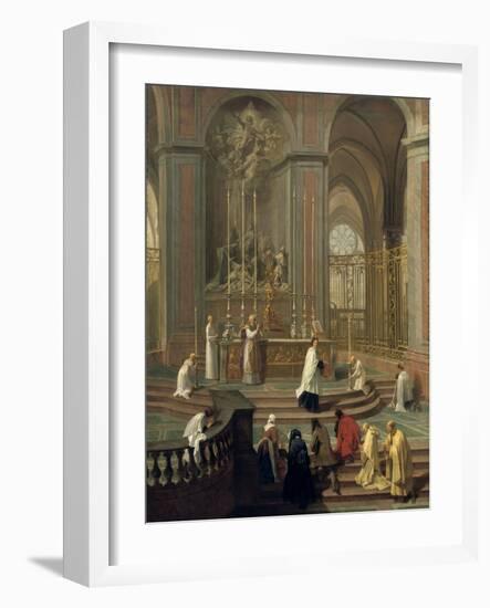 Mass Said by the Canon De La Porte, or the Main Altar of Notre Dame, Paris, 1708-1710-null-Framed Giclee Print