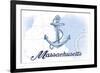 Massachusetts - Anchor - Blue - Coastal Icon-Lantern Press-Framed Art Print