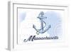 Massachusetts - Anchor - Blue - Coastal Icon-Lantern Press-Framed Art Print