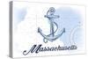 Massachusetts - Anchor - Blue - Coastal Icon-Lantern Press-Stretched Canvas