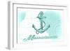 Massachusetts - Anchor - Teal - Coastal Icon-Lantern Press-Framed Art Print