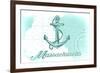 Massachusetts - Anchor - Teal - Coastal Icon-Lantern Press-Framed Premium Giclee Print