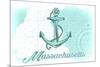 Massachusetts - Anchor - Teal - Coastal Icon-Lantern Press-Mounted Premium Giclee Print