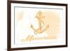 Massachusetts - Anchor - Yellow - Coastal Icon-Lantern Press-Framed Premium Giclee Print