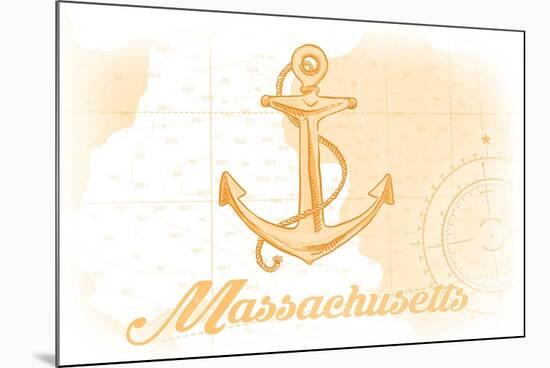 Massachusetts - Anchor - Yellow - Coastal Icon-Lantern Press-Mounted Premium Giclee Print