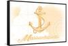 Massachusetts - Anchor - Yellow - Coastal Icon-Lantern Press-Framed Stretched Canvas