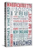 Massachusetts - Barnwood Typography-Lantern Press-Stretched Canvas