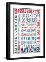 Massachusetts - Barnwood Typography-Lantern Press-Framed Art Print