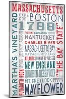 Massachusetts - Barnwood Typography-Lantern Press-Mounted Art Print