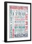 Massachusetts - Barnwood Typography-Lantern Press-Framed Premium Giclee Print