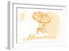 Massachusetts - Beach Chair and Umbrella - Yellow - Coastal Icon-Lantern Press-Framed Art Print