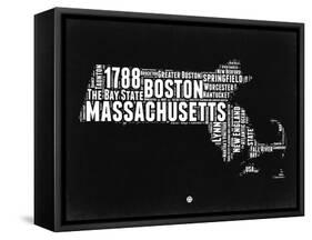 Massachusetts Black and White Map-NaxArt-Framed Stretched Canvas