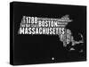 Massachusetts Black and White Map-NaxArt-Stretched Canvas