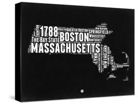 Massachusetts Black and White Map-NaxArt-Stretched Canvas