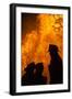 Massachusetts, Cape Ann, Fourth of July Bonfire, Silhouette of Firemen-Walter Bibikow-Framed Photographic Print