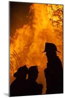 Massachusetts, Cape Ann, Fourth of July Bonfire, Silhouette of Firemen-Walter Bibikow-Mounted Photographic Print