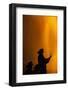 Massachusetts, Cape Ann, Fourth of July Bonfire, Silhouette of Firemen-Walter Bibikow-Framed Photographic Print