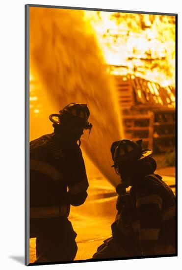 Massachusetts, Cape Ann, Rockport, Fourth of July Bonfire, Firemen-Walter Bibikow-Mounted Photographic Print