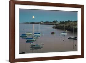 Massachusetts, Cape Ann, Rockport, Rockport Harbor, Moonrise-Walter Bibikow-Framed Photographic Print