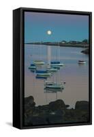 Massachusetts, Cape Ann, Rockport, Rockport Harbor, Moonrise-Walter Bibikow-Framed Stretched Canvas