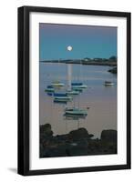 Massachusetts, Cape Ann, Rockport, Rockport Harbor, Moonrise-Walter Bibikow-Framed Photographic Print