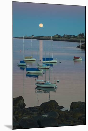 Massachusetts, Cape Ann, Rockport, Rockport Harbor, Moonrise-Walter Bibikow-Mounted Photographic Print