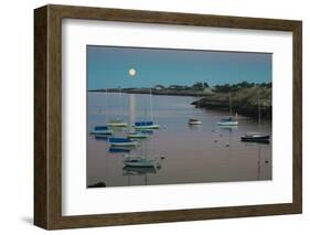 Massachusetts, Cape Ann, Rockport, Rockport Harbor, Moonrise-Walter Bibikow-Framed Photographic Print