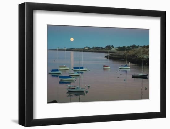 Massachusetts, Cape Ann, Rockport, Rockport Harbor, Moonrise-Walter Bibikow-Framed Photographic Print