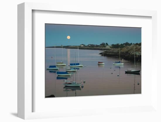 Massachusetts, Cape Ann, Rockport, Rockport Harbor, Moonrise-Walter Bibikow-Framed Photographic Print