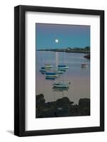 Massachusetts, Cape Ann, Rockport, Rockport Harbor, Moonrise-Walter Bibikow-Framed Photographic Print