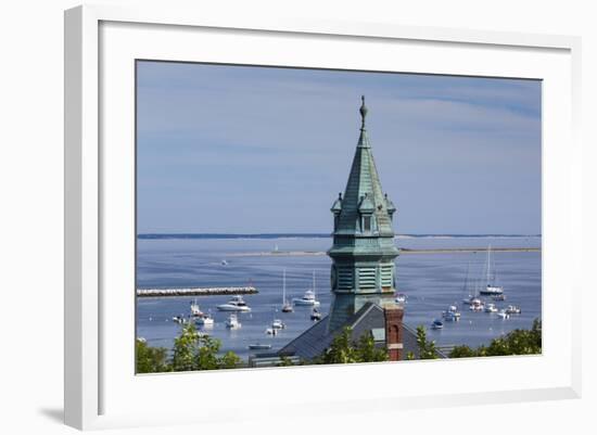 Massachusetts, Cape Cod, Provincetown, View of Town Hall and Harbor-Walter Bibikow-Framed Photographic Print