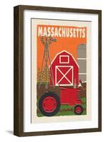 Massachusetts - Country - Woodblock-Lantern Press-Framed Art Print