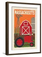 Massachusetts - Country - Woodblock-Lantern Press-Framed Art Print