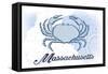 Massachusetts - Crab - Blue - Coastal Icon-Lantern Press-Framed Stretched Canvas