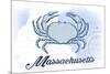 Massachusetts - Crab - Blue - Coastal Icon-Lantern Press-Mounted Art Print