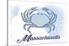 Massachusetts - Crab - Blue - Coastal Icon-Lantern Press-Stretched Canvas