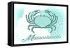 Massachusetts - Crab - Teal - Coastal Icon-Lantern Press-Framed Stretched Canvas